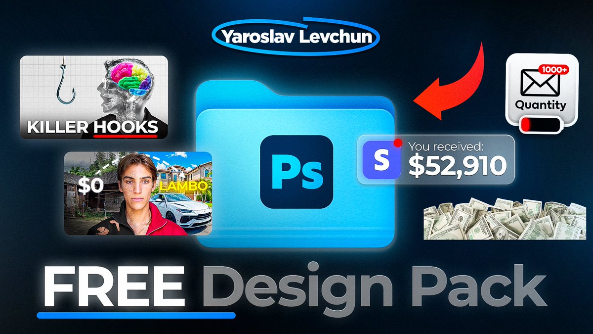 FREE DESIGN PACK

📂PSD, PNG, BACKGROUNDS

I'll send the link to everyone who:
1. Subscribe
2. Retweet
3. Comment "PACK"