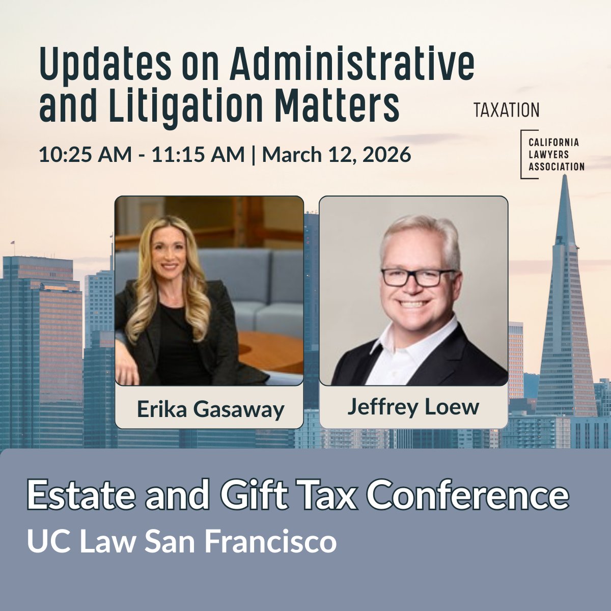 The 2026 Estate &amp; Gift Tax Conference is coming up March 12–13, and the agenda is built around real issues impacting your practice right now.

✔ Full conference registration available
✔ One-day passes available

Register now: calawyers.org/2026-estate-gi…