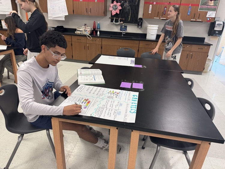 VMHSEagles's tweet photo. Today, during Power Hour, Mr. Clarks's students worked on perfecting their genetics posters. https://t.co/e4hWJ9yk1x