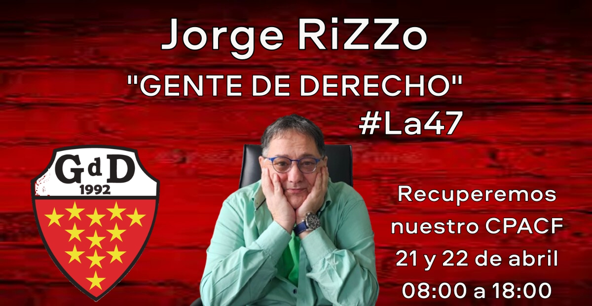 Recuperemos nuestro CPACF.
Salvemos lo poco que queda de nuestra casa.
21 y 22 de abril de 08:00 a 18:00.
Votemos "GENTE DE DERECHO" #La47
ó...
Que sigan el silencio y los circos.