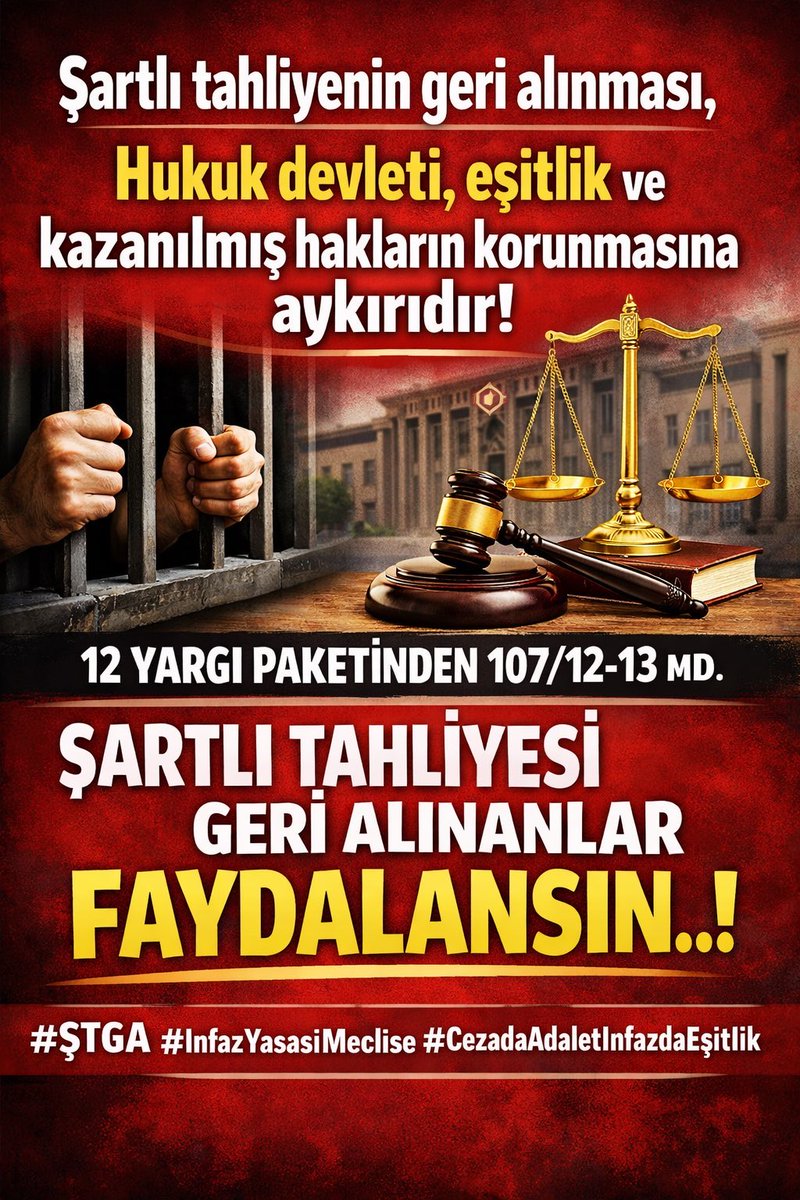 107/12–13 ile şartlı tahliyenin geri alınması, cezanın yeniden infazıdır.
Bu adalet değil, ikinci bir cezadır.
İnfazda ölçülülük şarttır.
#ŞTGA