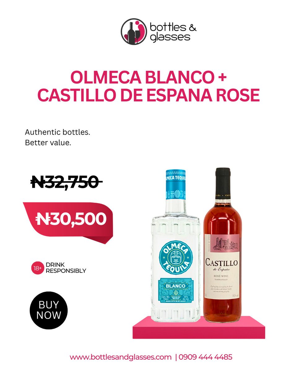 A beautiful mix of tequila energy and rosé balance. 🍸🌸

Our Deal of the Week is the perfect mix of vibrant and refined. This week, you can get both for ₦30,500!

Order via the link in our bio or send us a DM before it’s too late. 

Offer valid till 8th March.