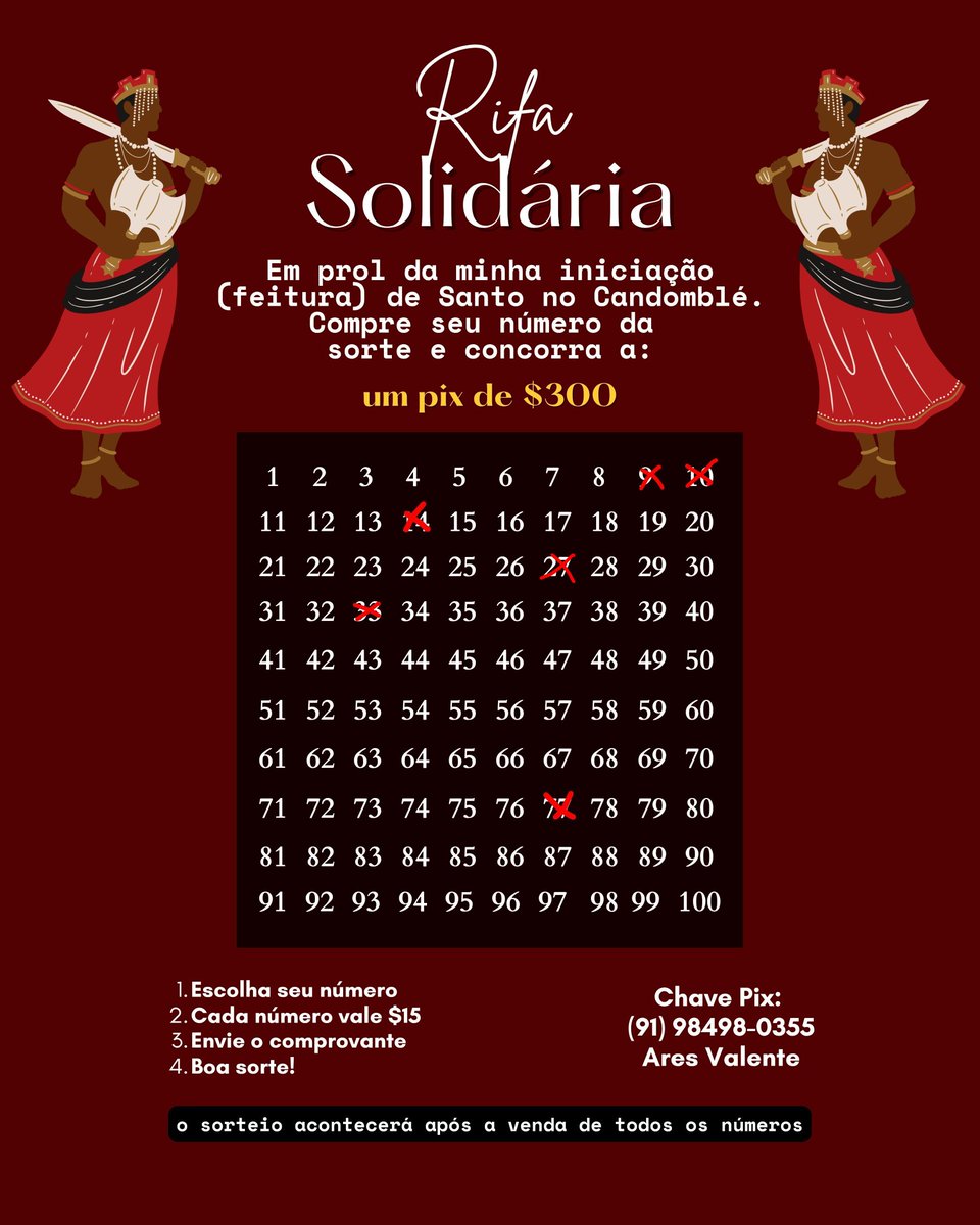 atualizações da rifa! 🖤🔥

contato pra comprar o seu número da sorte: 📲 wa.me/559184980355