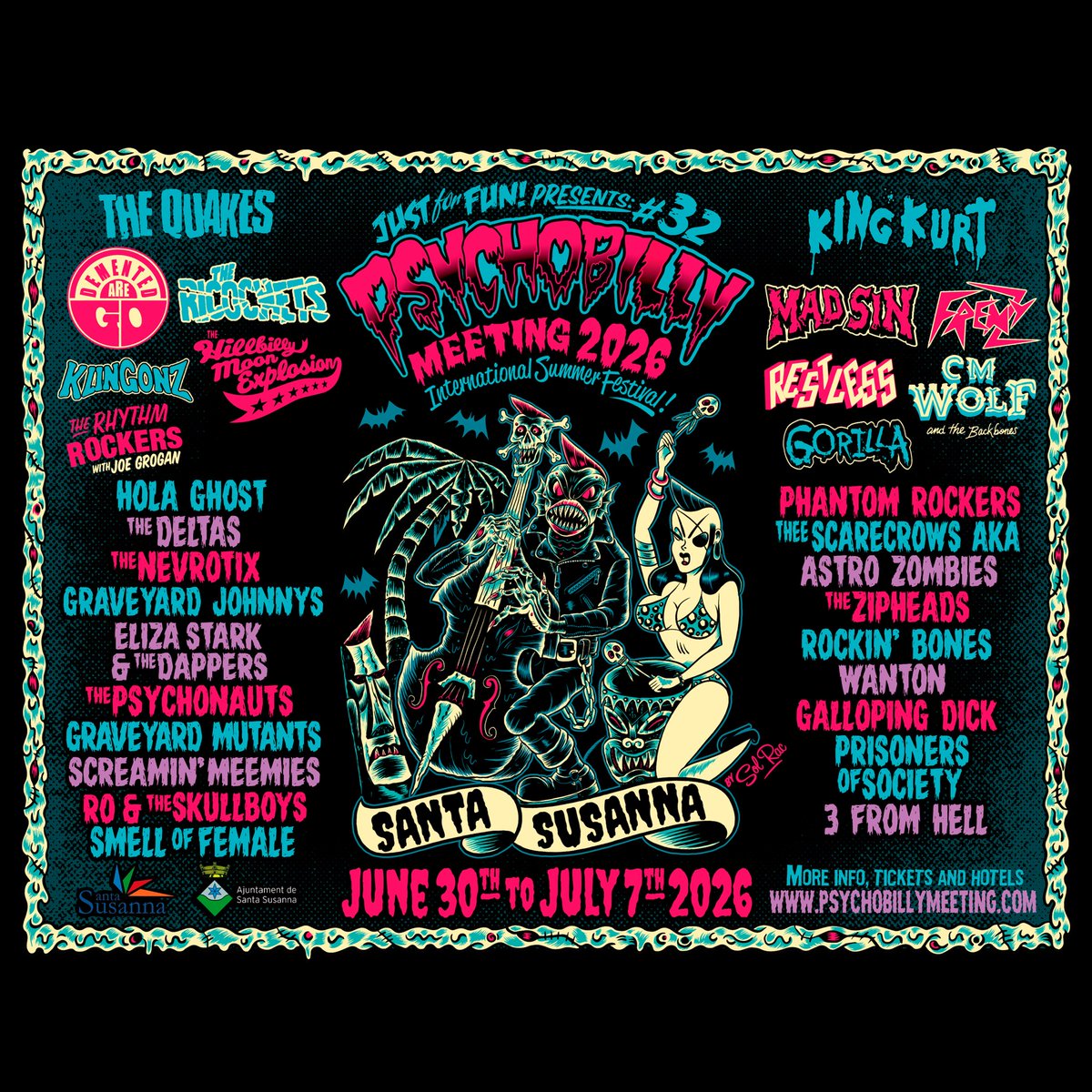 psychobillyBR's tweet photo. O Psychobilly Meeting 2026 transforma Santa Susanna em palco mundial da cena psychobilly, com sete dias de música, festas e cultura underground.
#psychobillybrasil #psychobilly #psychobillymeeting 

https://t.co/ec1dRta0ts https://t.co/7vyfZRJhXz