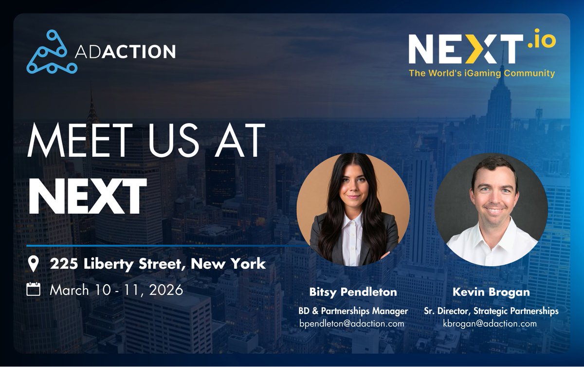 AdActionConnect's tweet image. We’re heading to NEXT Summit New York (Mar 10–11) 🗽 

If you’re focused on driving user engagement, incremental revenue, and scalable growth, connect with our team.

Let’s talk about loyalty that actually scales. 

#NEXTSummit #MobileGrowth #Loyalty #Monetization