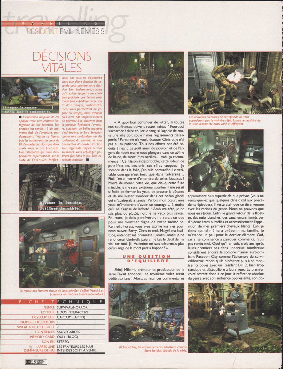 AllmightoFranky's tweet photo. On passe a un gros TEST de #RE3 sur #Playstation sorti en février 2000,test de 6 pages par mister @JulienChieze dans les pages du #PlaystationMagazine de mars 2000,des souvenirs Julien? Voici les 4 premières pages du test! 2/5 https://t.co/vBGoxFs61E
