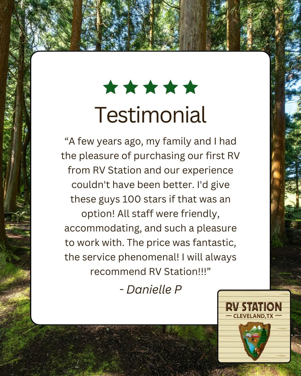 Friendly staff, fantastic pricing, and phenomenal service at RV Station. It’s how RV buying should feel! ⭐⭐⭐⭐⭐

Visit us today! ➡️ rpb.li/c6e9d

#RVStationFamily #TopRatedDealer #RVShopping