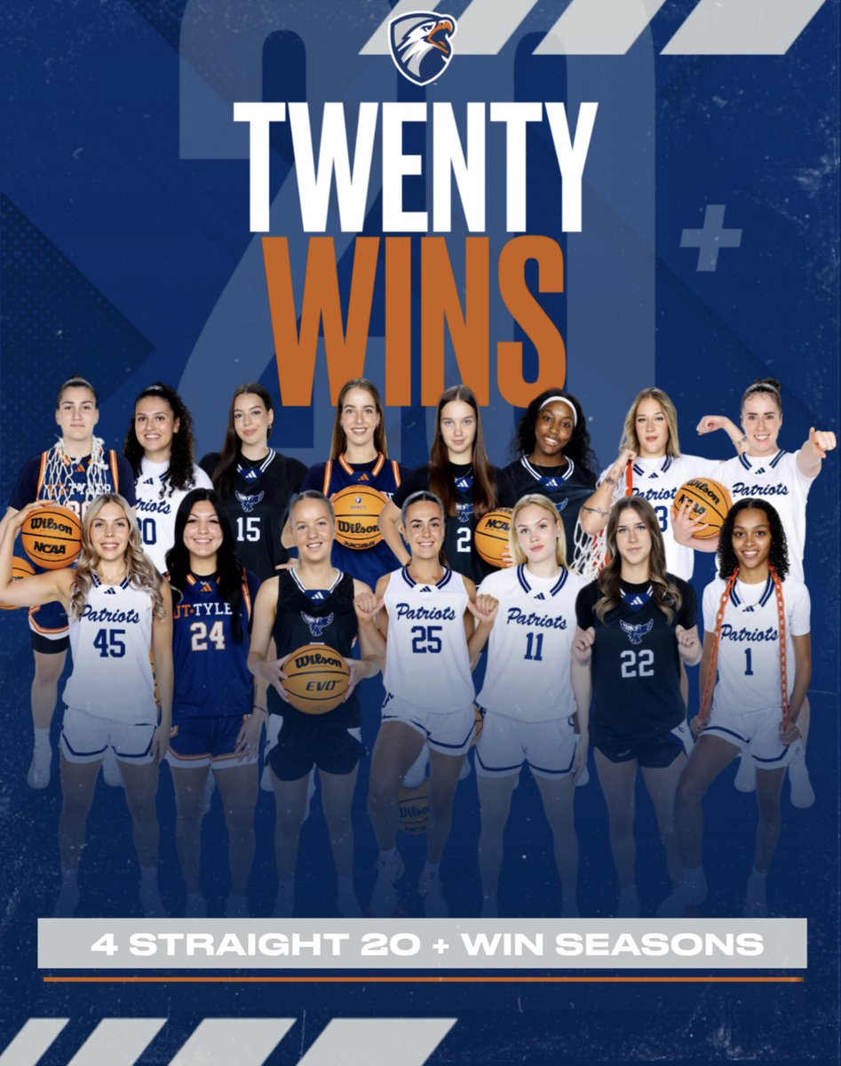 UTTylerWBB's tweet photo. 4 straight seasons. 20+ wins. 
The teams before us laid the foundation and set the standard, we’re just continuing the legacy. Different faces, same culture, same expectation, same results…

and we’re not done yet. 🦅🏀 https://t.co/ue1rAbs7LC