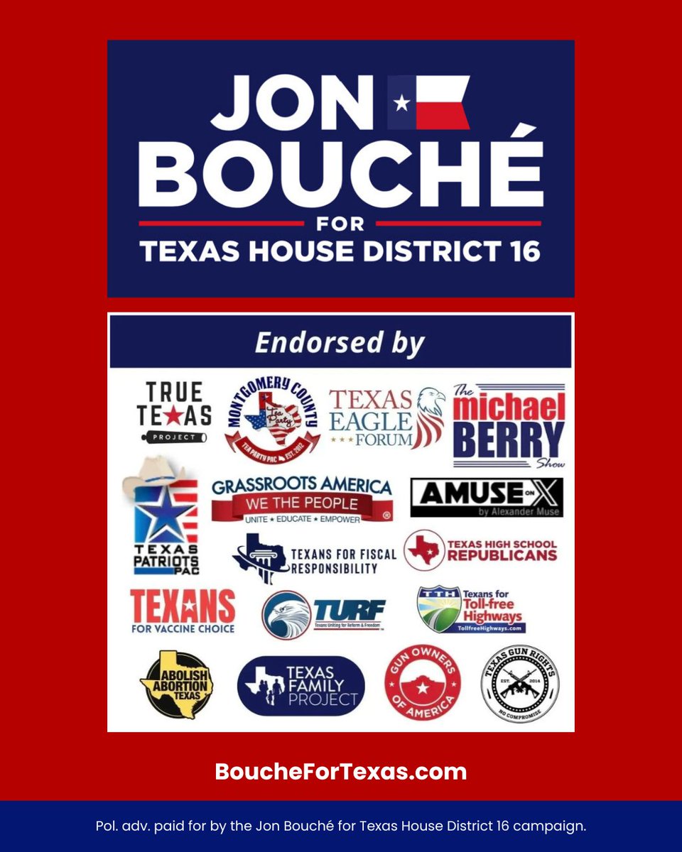 Jon Bouche for Texas HD16 tweet media