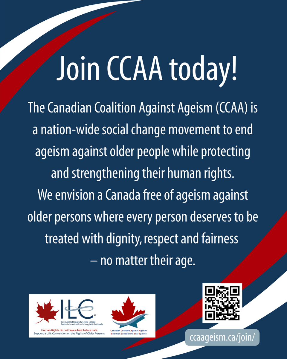 ILCCanada's tweet photo. ๐ Ageism affects us all.
Join the Canadian Coalition Against Ageism (CCAA) to protect rights and promote dignity for every generation.
๐ข Become a member: https://t.co/3zttYIhkUQ
@CanAgeSeniors @Ageing_SMART @ciwnetwork
#CCAA #ILCC #EndAgeism #Inclusion https://t.co/3csgyWjsUN