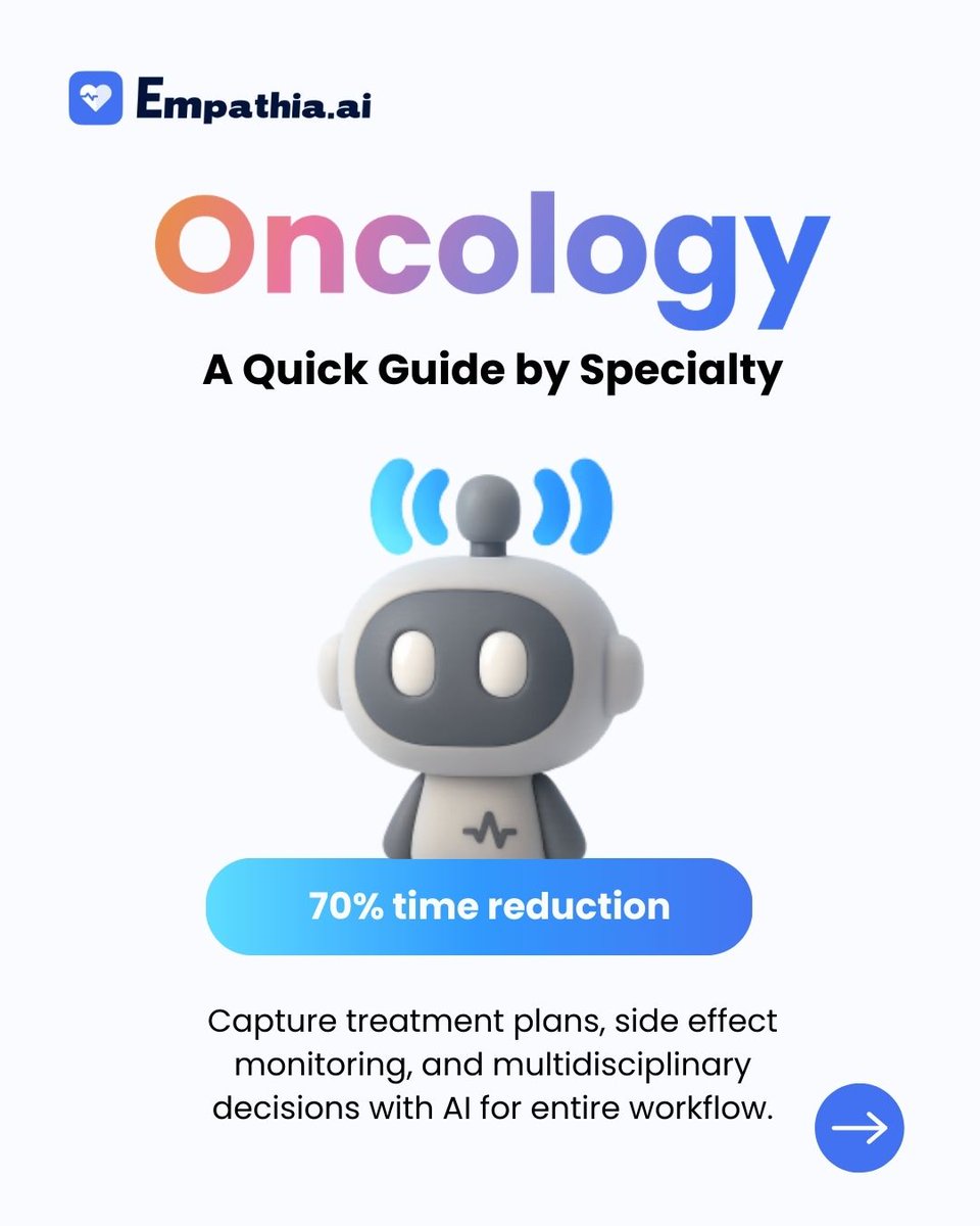 empathiaAI's tweet photo. 🎗️ Streamline Oncology Workflows with Empathia AI

#HealthIT #HealthTech #Medical #MedTech #MedicalTechnology #Healthcare #HealthcareProfessionals #Technology #AI #AIScribe #HIPAA #HIPAACompliant #PhysicianBurnout #AIMedicalScribe #EMMAAI #AIMedicalAssistant https://t.co/hHVypvDdMw