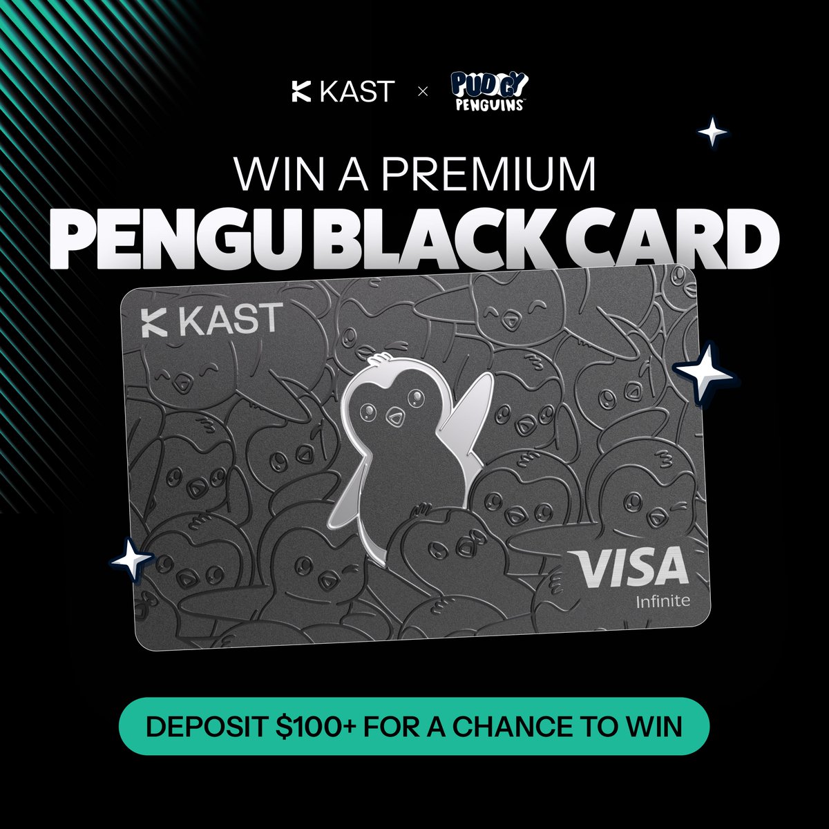 Pengu Card giveaway 🐧💳

Prize: Premium Pengu Black Card 🤌

How to win: Sign up to KAST and deposit $100 for a chance to win 🤞