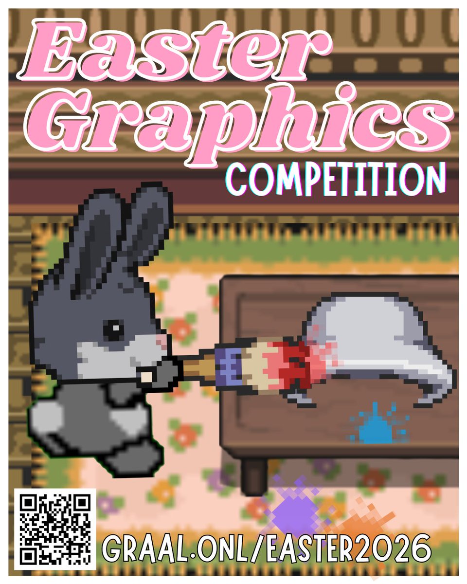 GRAALONLINE's tweet photo. The snow has finally melted, which means it’s time for Classic's Annual Easter Graphics Competition! Looking for all the juicy details and guidelines? Visit https://t.co/rcgsXItNQx for more info and scan the QR code to find the submissions form! Good luck to all participating! https://t.co/9Y8ydyUWOn
