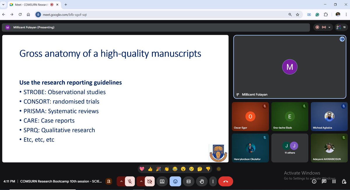 comsurn_benin's tweet photo. ✈️Session 10 Highlights (Feb 22, 2026)

COMSURN, UNIBEN hosted Script writing and Manuscripts led by Prof. Morenike Ukpong covering manuscript structure, reporting guidelines, peer review &amp; publishing.

Watch: https://t.co/Y7cOM17dQA

#COMSURN #ScientificWriting #MedicalResearch https://t.co/Ngnj12jxiZ
