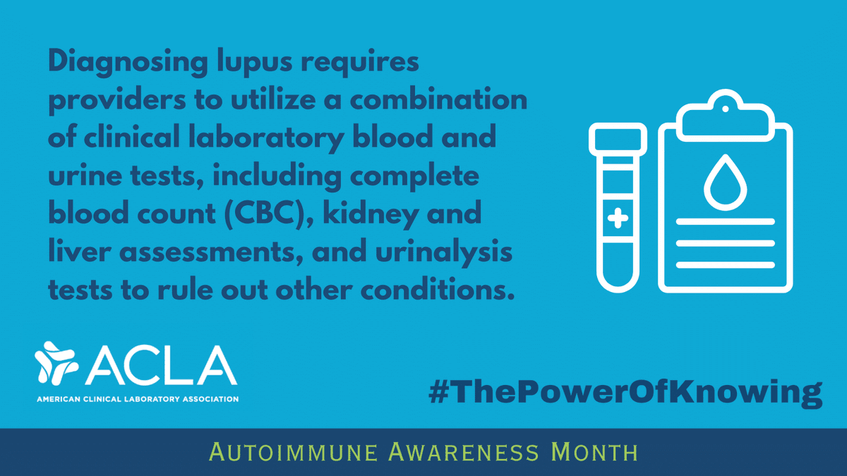 ACLAlabs's tweet image. This #AutoimmuneAwarenessMonth, ACLA recognizes the complexity of lupus and the value of clinical laboratory testing in ensuring accurate diagnosis. Discover the #PowerofKnowing: bit.ly/438URwY