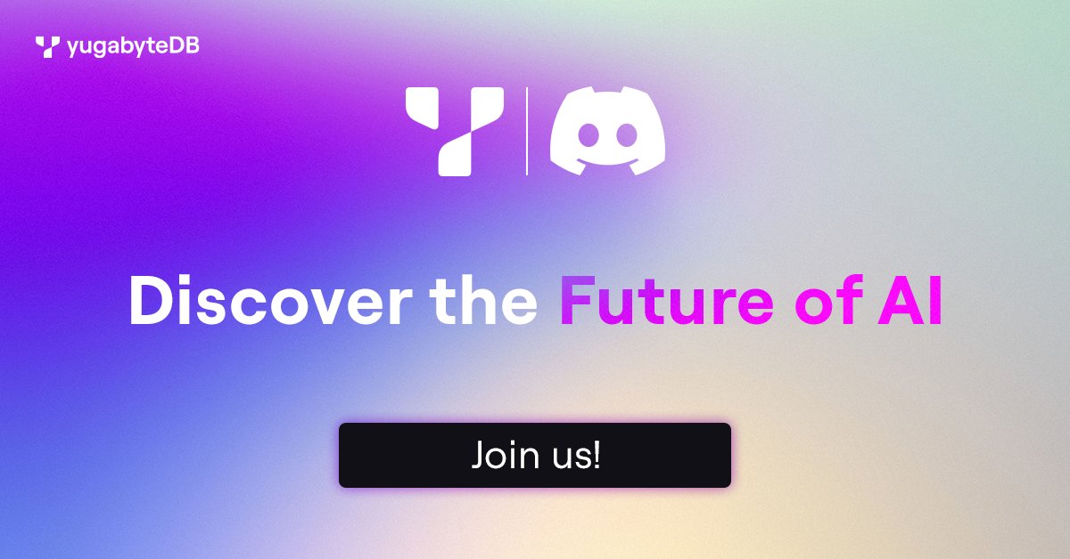 Yugabyte's tweet photo. We are building something new and exciting... 👀 

We've set out to reduce #datalayer complexity by developing a #Postgres-compatible data platform for #AI agents! 

Currently in alpha, there's still time to have your say on platform architecture, try early builds, or stay updated on new developments.💬

Join the AI conversation on the #YugabyteDB #Discord to find out more!⬇️
https://t.co/HQ68jE8KY7