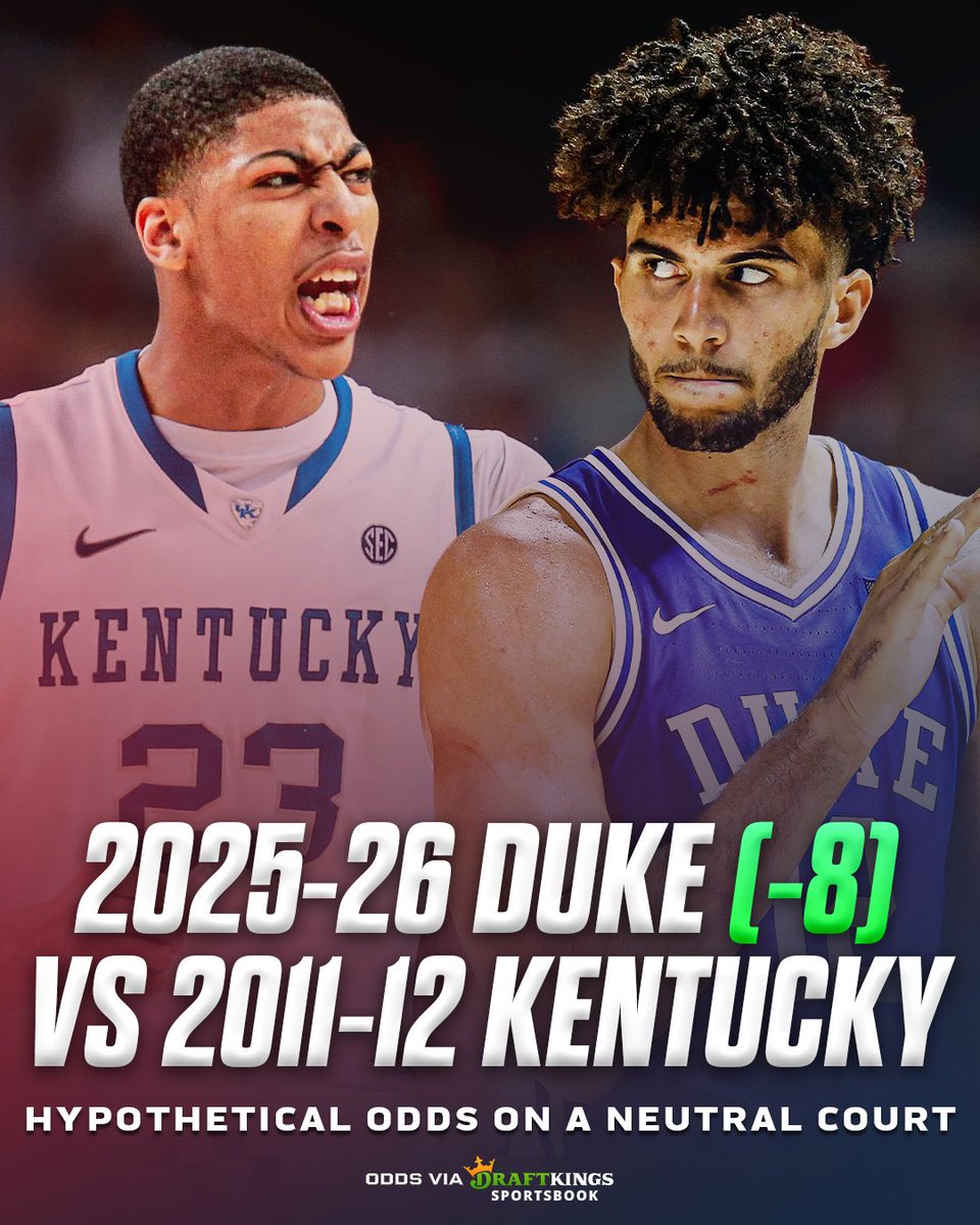 stoolgambling's tweet photo. This year's Duke team would be an 8-point favorite against 2011-12 Kentucky

Who would you take?

@DKSportsbook https://t.co/vahhXm4ieF