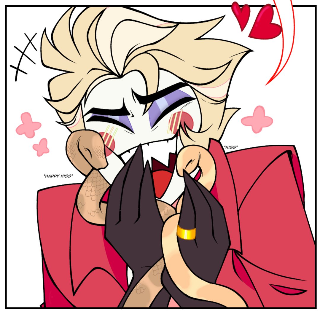 Luci and his snakes, my pookies🥹
Hc that Lu named them little lady (left one) and Basil (right one)✨✨

#Hazbinhotel #HazbinHotelLucifer #LuciferMorningstar (wip)