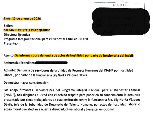 queloides's tweet photo. Debido a la demora en el proceso, solicitaron medidas cautelares a la directora del INABIF, Stefanie Kristell Díaz Quiroz —superior jerárquica de Vásquez Dávila— a fin de prevenir posibles represalias. https://t.co/2CAWDt5unC