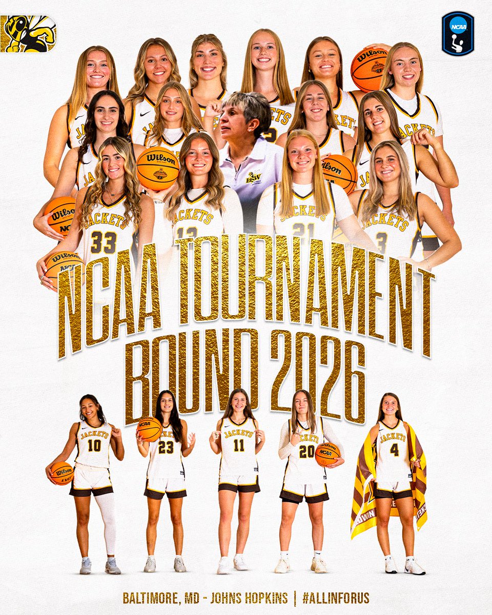 BW_wbasketball's tweet image. TOURNEY BOUND 

Jackets will head to Johns Hopkins in Baltimore, MD for the first round of the NCAA Tournament and take on William Paterson on Friday!

#AllInForUs #d3hoops