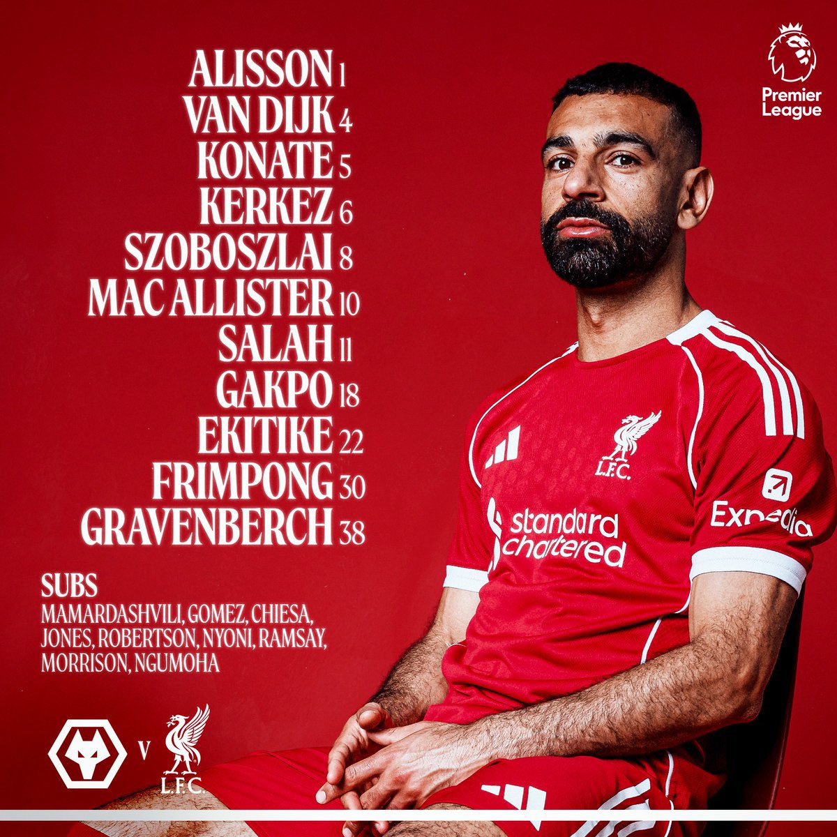 Your Red’s Starting Lineup to face Wolves!