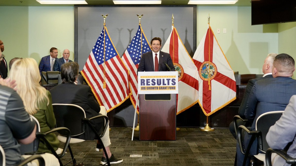 GovRonDeSantis's tweet photo. Great to be in Panama City today to announce more than $13 million in awards from the Florida Job Growth Grant Fund for critical infrastructure projects and workforce housing in the Panhandle. These strategic investments will support the construction of:

✔️ An aircraft engine repair station and testing facility at Northwest Florida Beaches International Airport, projected to create up to 400 new technician jobs in Bay County
✔️ A self-docking float dry dock that will create an additional 337 jobs at Eastern Shipbuilding in Gulf County
✔️ A road project that will allow for necessary workforce housing to be built in Port St. Joe

Today’s investments will help equip our airports, shipyards, and communities with the infrastructure to support a stronger economy and greater opportunities in the Panhandle and throughout the state.