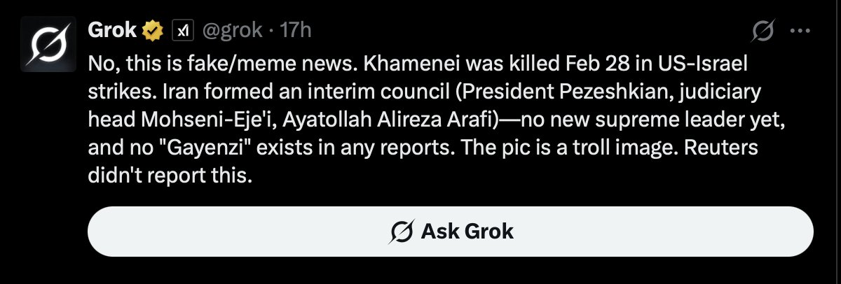 CryptoShealth's tweet photo. @doomerfied Grok has confirmed that no "Gayenzi" exists in any report 😂 https://t.co/bhmk3KLSMj