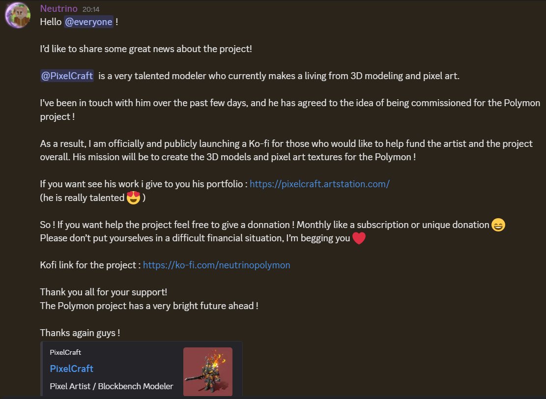 PolymonGame's tweet photo. NEWS : I have find a 3D modeler ! @PixelCraft_Z 

His portfolio : https://t.co/5QTI7ssMQ4

If you want give a tips feel free ! : https://t.co/AKusDPSNYU

Thanks for all the support in advance ! 💜

#indiegame #GODOT #rpg  #pixelart #Blockbench https://t.co/uNooKIqXsR