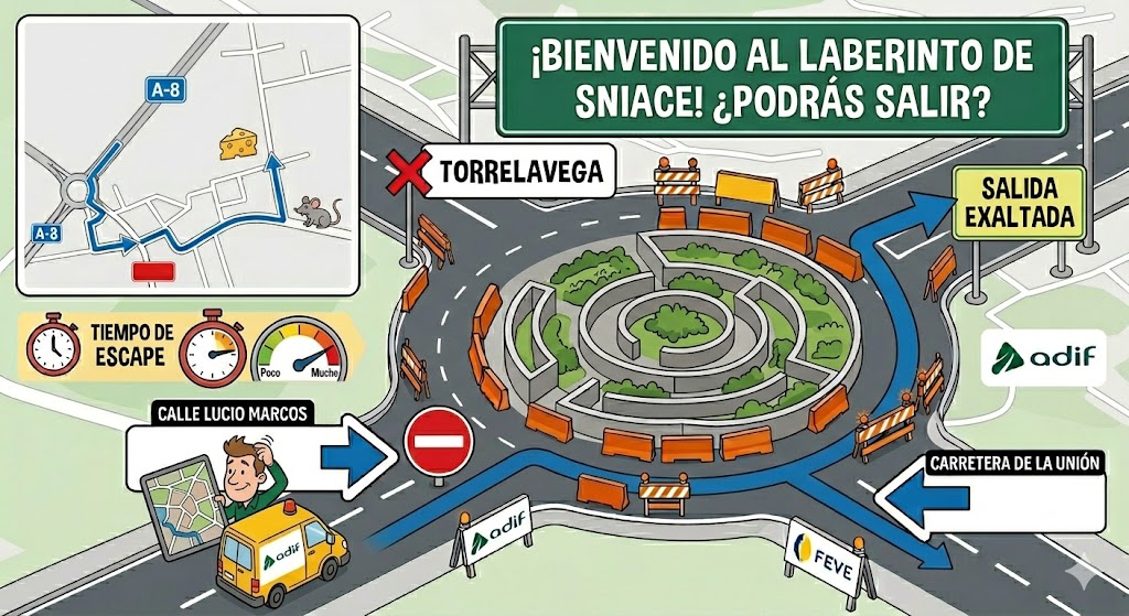 torrelavega00's tweet photo. 🚧 La rotonda de Sniace se complica un poco…

Por obras de ADIF habrá cortes de tráfico en varios accesos a la rotonda de Sniace.
👉 Cambios principales:

🧵Sigue hilo... https://t.co/nedwuENYx6