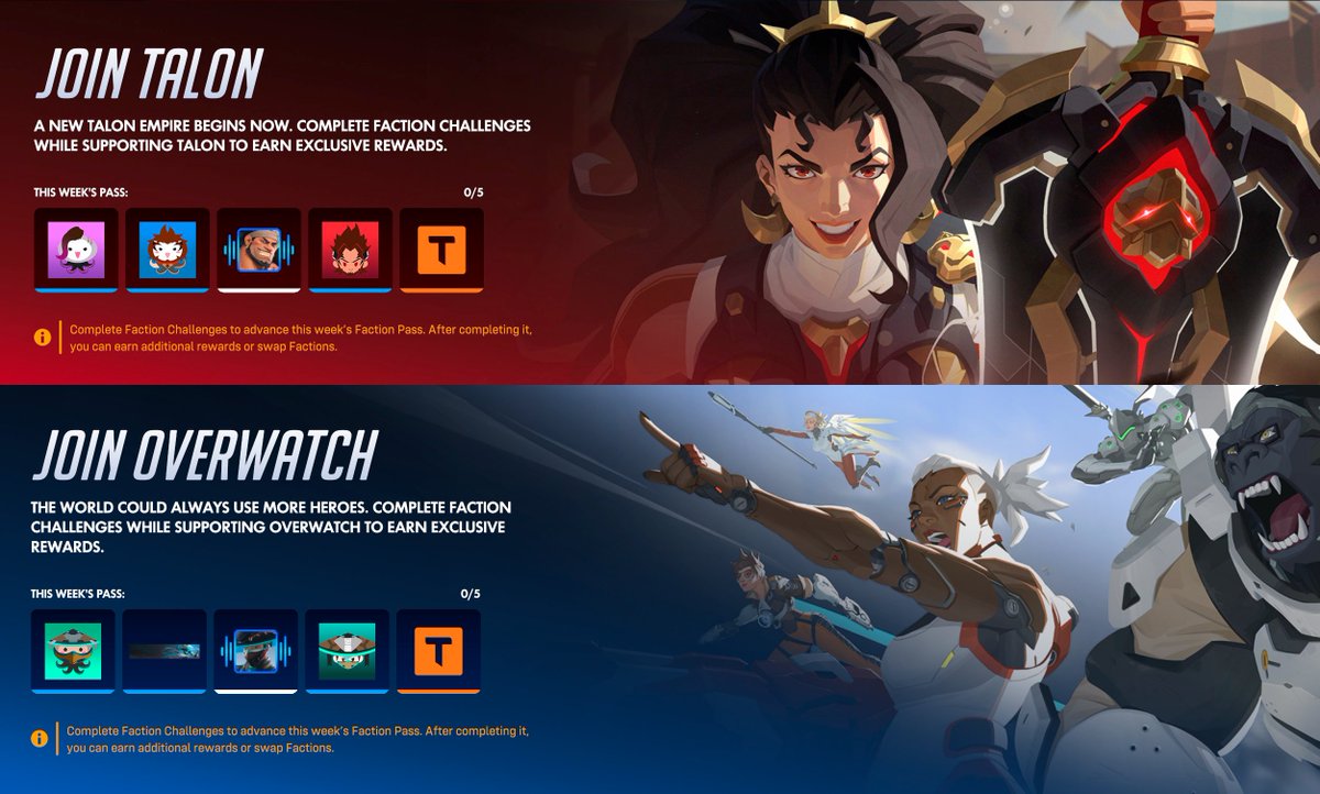 It's #Overwatch Conquest Week 4 — which side will you choose?

"Talon" offers rewards for Sombra, Emre and Mauga + "Lupine Imperator" title

Overwatch offers rewards for Mizuki + "Strike Commander" title