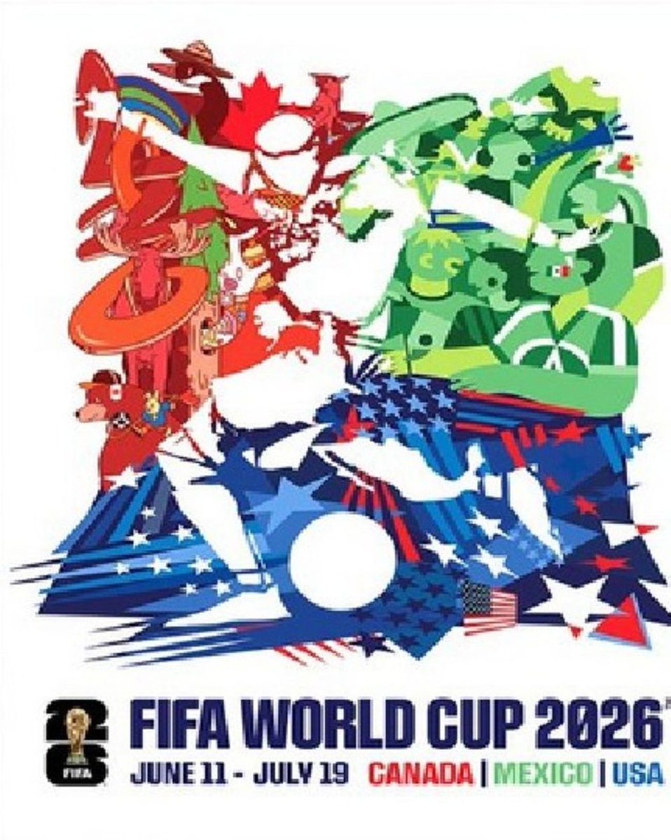 El póster oficial del Mundial 2026 de la <a href="/FIFAWorldCup/">FIFA World Cup</a> 
Porque veo solo la bandera de USA?
México y Canadá son Estados de USA? Que me perdí?