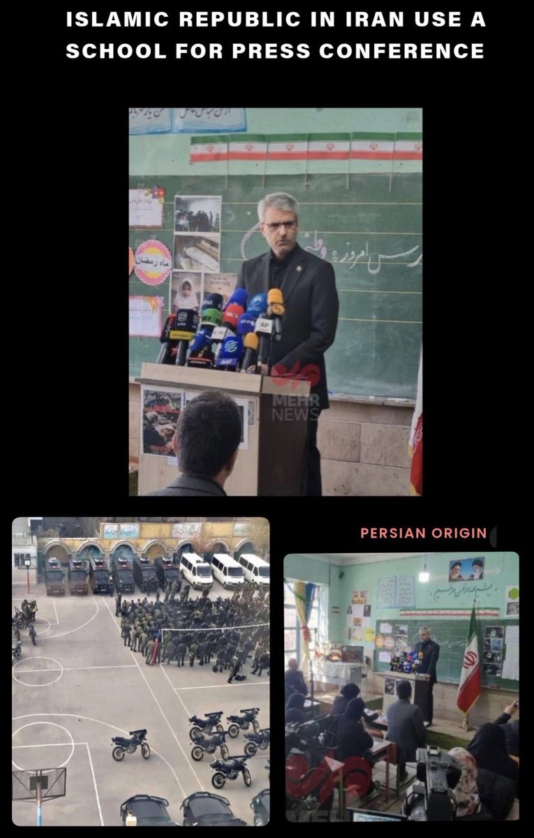 How to win a propaganda war in 4 steps:

1: use school for press conferences and military bases 

2: invite strike on bases or strike it yourself 

3: tell the world school was struck; outrage ensues, Piers Morgan guests perform hysteria &amp; moral outage, western world declared the