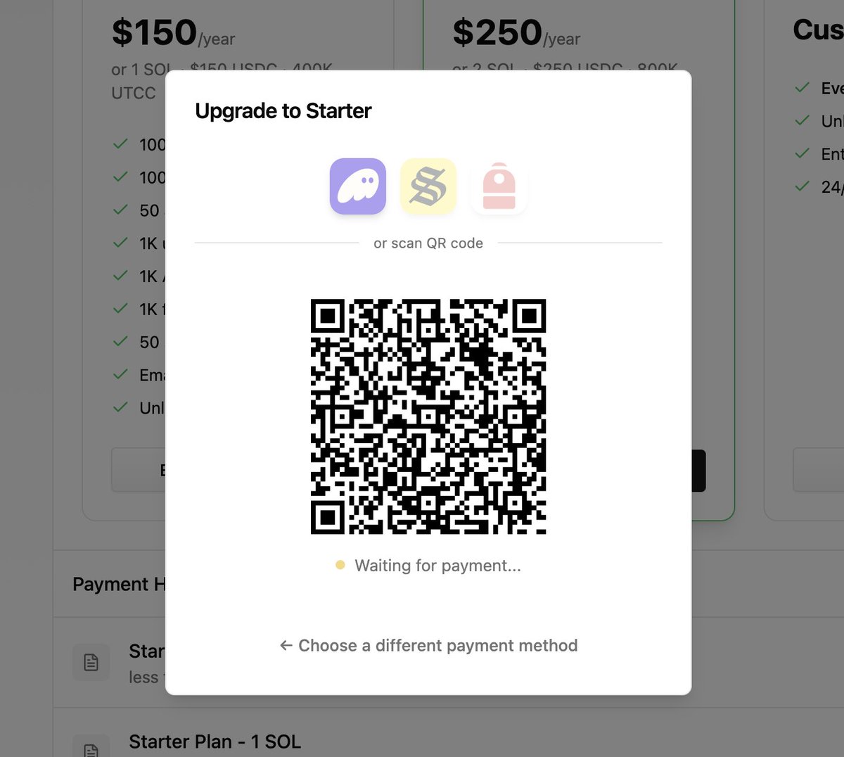UtopianContrib's tweet photo. Shipped a couple improvements today

* better stat charts for security events, activity and user management
* more wallet options for billing (solflare, backpack)
* docs link in landing page
* qr codes are simpler + sdk a lot smaller
* smaller bug fixes https://t.co/TMG2N61574