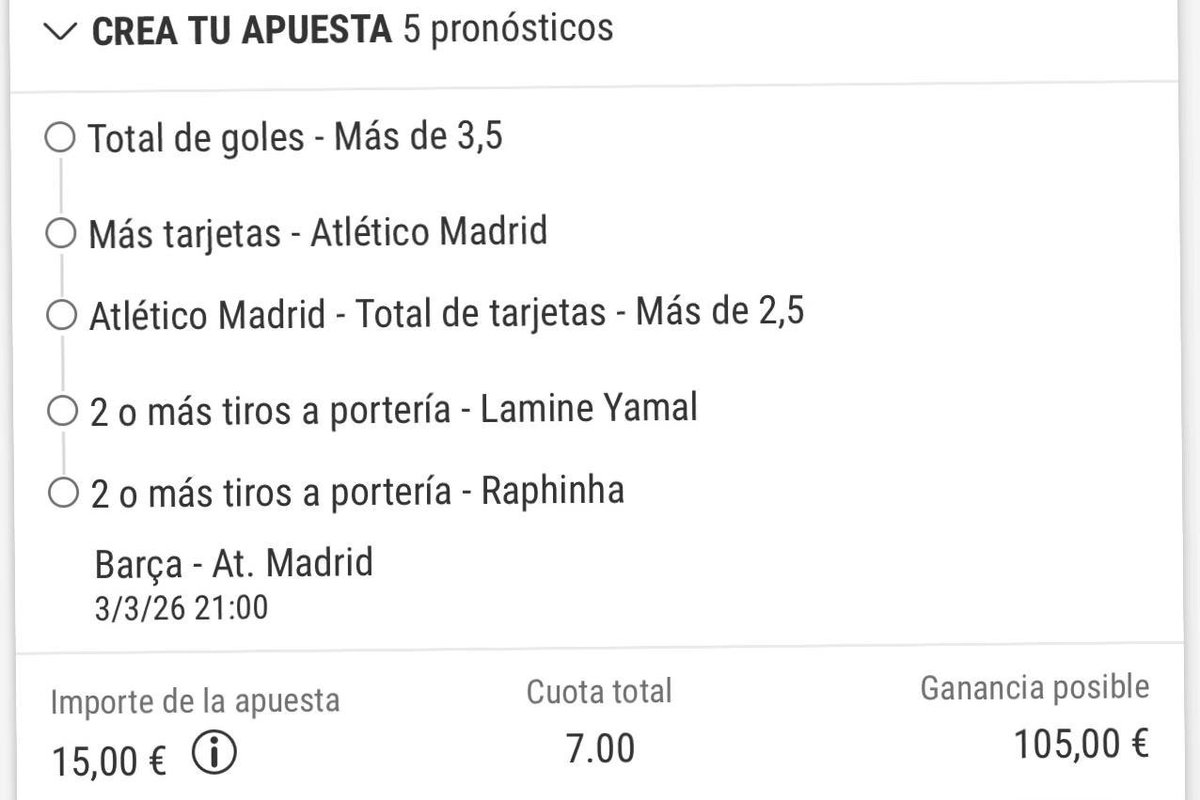 Aquí os dejo este apuestón cuota 7 para el partidazo de esta noche 👀💣💣

Bombita cuota 7 😮‍💨🔥