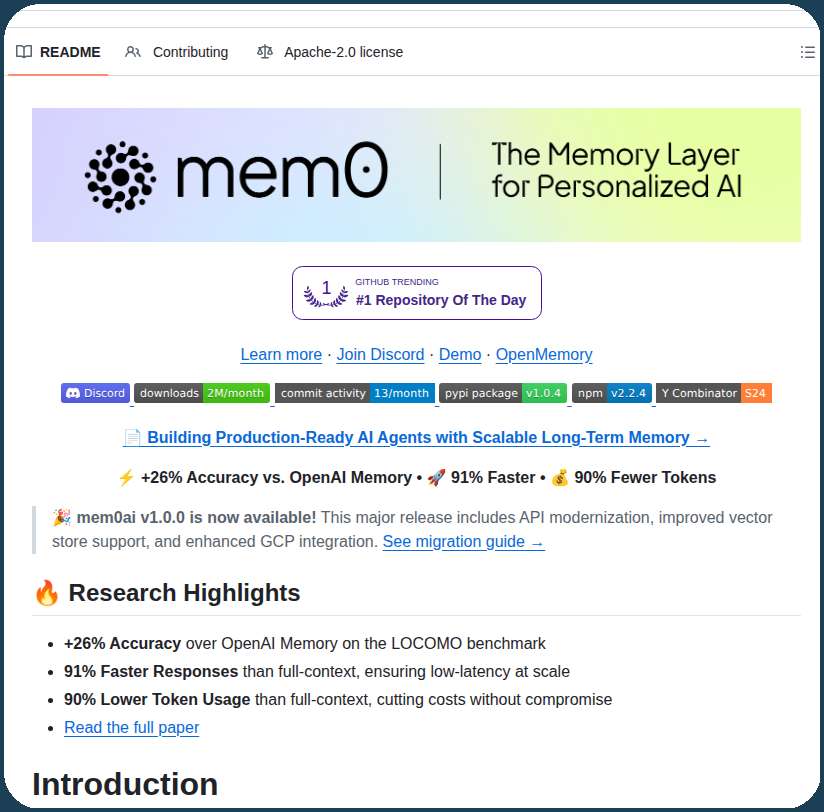 Memory layer for AI agents https://t.co/PvWrxDwbpE