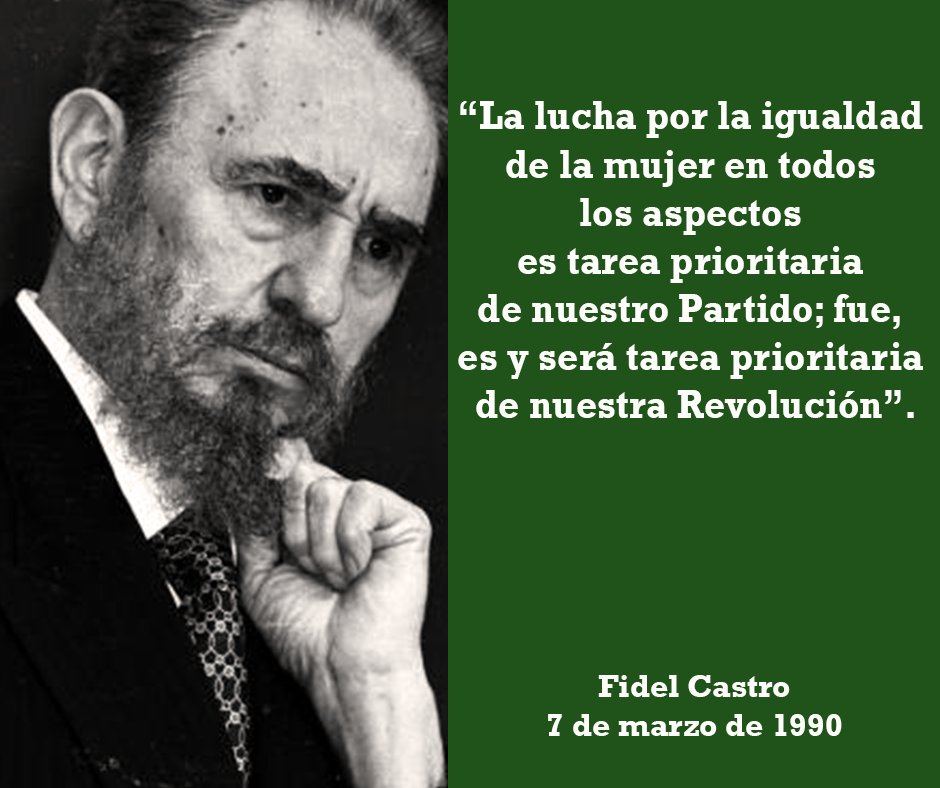 📅7 de marzo de 1990 🎙️#FidelCastro:  “La lucha por la igualdad de la mujer en todos los aspectos es tarea prioritaria de nuestro Partido; fue, es y será tarea prioritaria de nuestra Revolución”.

fidelcastro.cu
#100AñosConFidel #Cuba #Revolución #FidelCastro
