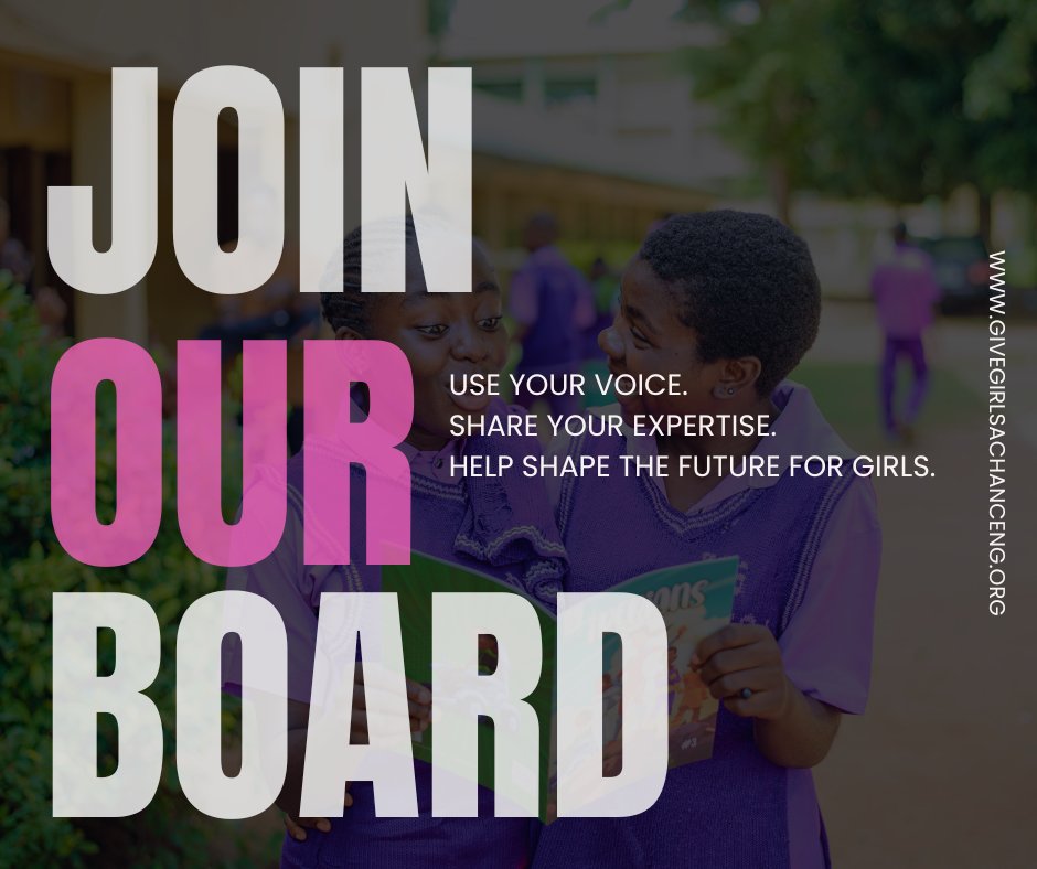 Give Girls A Chance (GGAC) is entering its next phase of growth — and we are strengthening our Advisory Board.

We are inviting mission-aligned leaders to serve a two-year term, providing strategic guidance, governance oversight, and fundraising support.