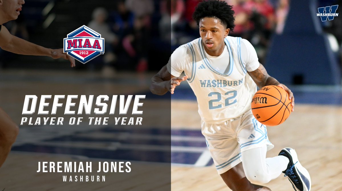 Congratulations to Washburn's Jeremiah Jones on being named the 2025-26 𝐌𝐈𝐀𝐀 𝐃𝐄𝐅𝐄𝐍𝐒𝐈𝐕𝐄 𝐏𝐋𝐀𝐘𝐄𝐑 𝐎𝐅 𝐓𝐇𝐄 𝐘𝐄𝐀𝐑 🏅👏

#BringYourAGame