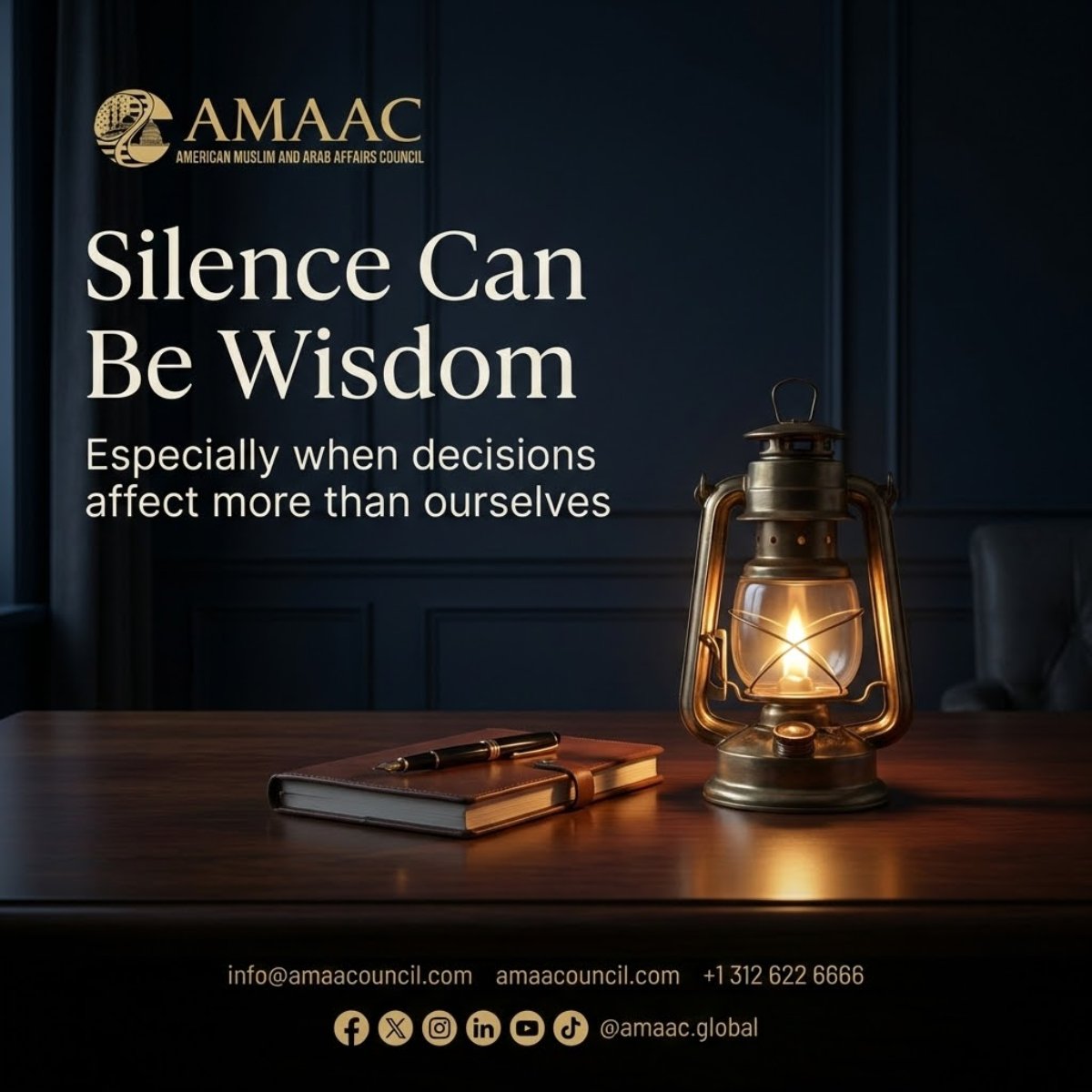 amaacglobal's tweet image. Silence can be a form of wisdom. ✨ 

Especially when decisions affect more than ourselves. Think before you speak. 

#AMAAC #Wisdom #CouncilMindset