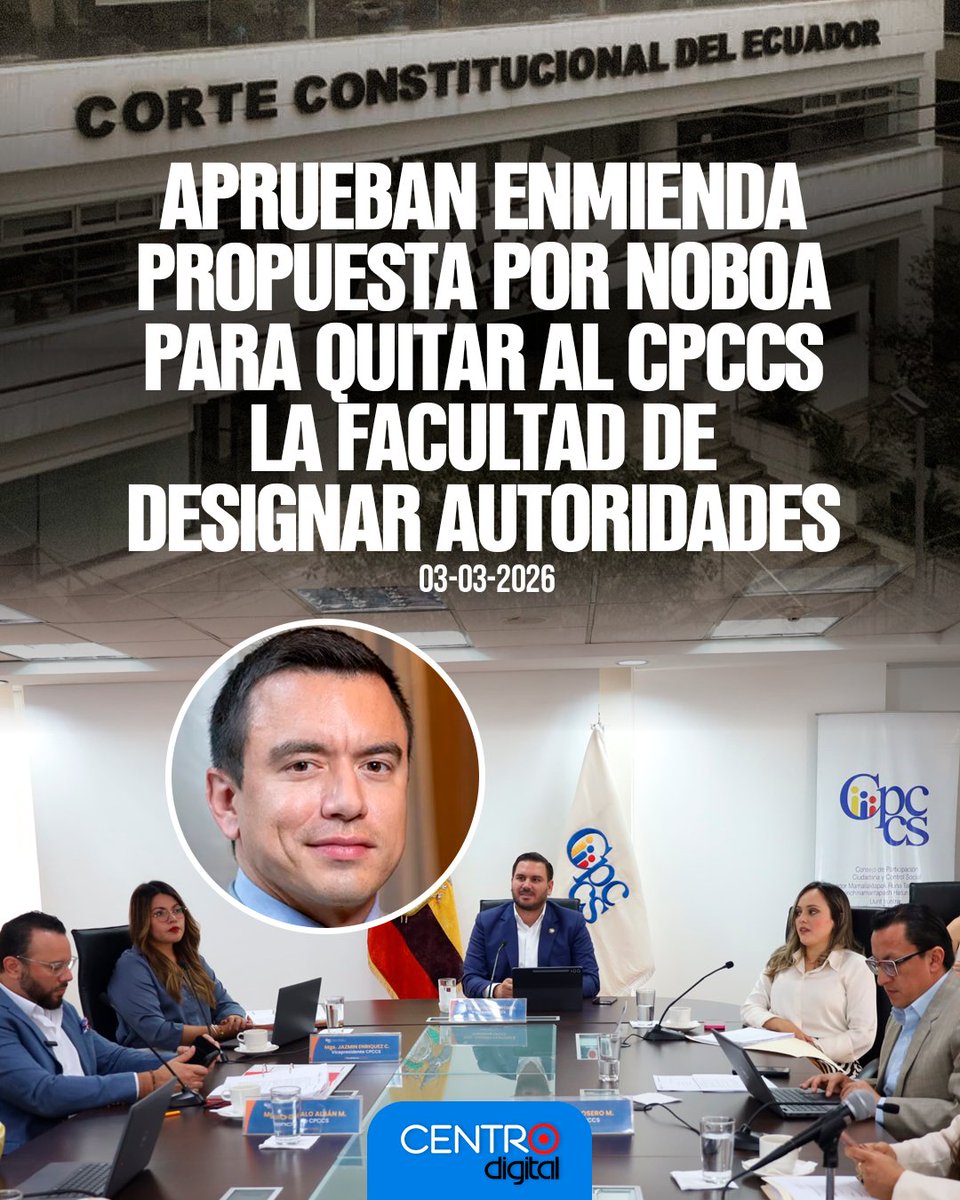 #ATENCION | La Corte Constitucional del Ecuador aprobó la propuesta de enmienda de Daniel Noboa que permite trasladar a la Asamblea Nacional la designación de autoridades, fortaleciendo la participación legislativa en este proceso. La medida busca agilizar y transparentar la