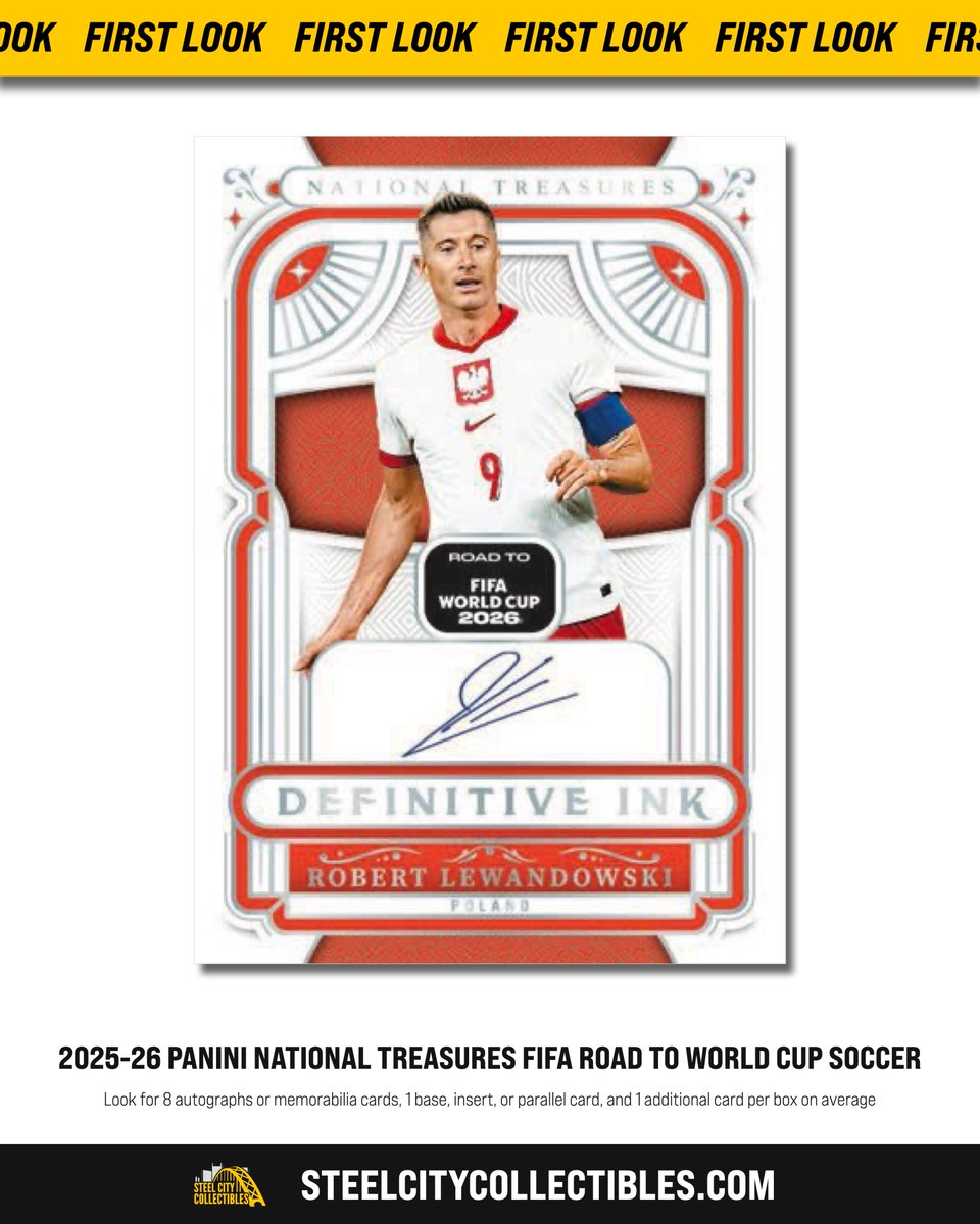 SCCTradingCards's tweet photo. Here's your FIRST LOOK at 2025-26 Panini National Treasures FIFA Road to World Cup Soccer releasing in April 👀 https://t.co/z3FHBxBMj1