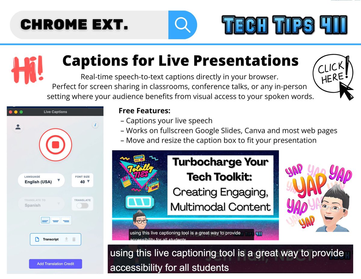 apsitjen's tweet photo. Check out this week's #TechTips411 #edtech tips, tools, and resources:
https://t.co/1komTNH3Qi
๐ @Google Lens
๐ @googlechrome Save PDF to drive
๐ฌ Live Captions for Presentations
๐จ @AdobeExpress Historical Figure Challenge https://t.co/chOD8JUbos