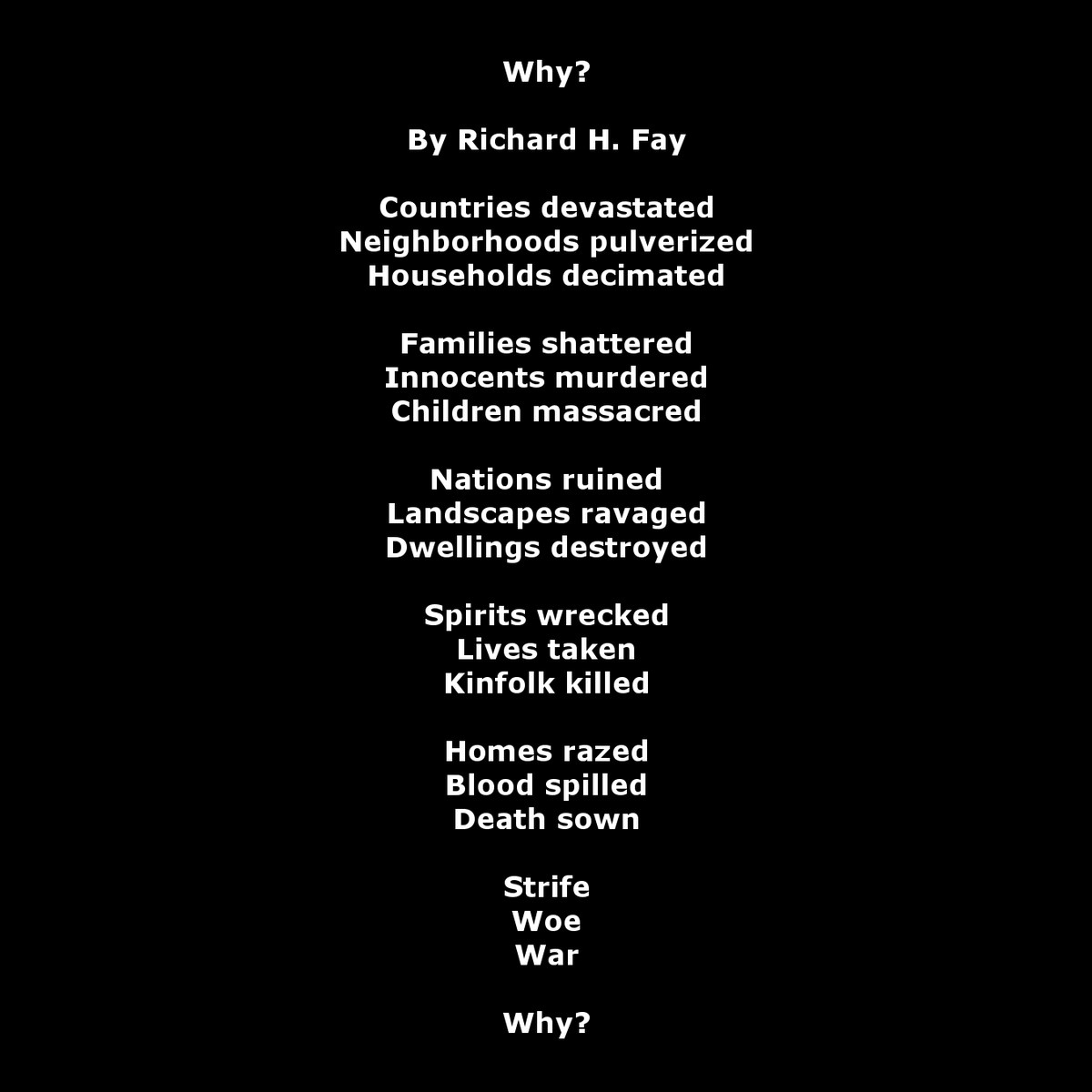 AzureLionProd's tweet photo. Because I'm rather pedantic at times, I made some minor changes to my recent poem "Why?" to retain my syllable pattern throughout (6-6-6, 5-5-5, 4-4-4, 3-3-3, 2-2-2, 1-1-1, 1). I noticed I broke the pattern toward the end, but I've fixed it. Makes for a more solid poetic work. https://t.co/tl20SXHDsE