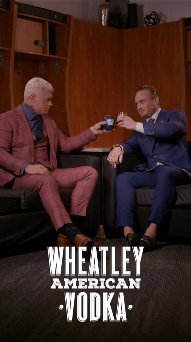 ArtOfCody94's tweet photo. Cody and IIja Dragunov did a short Wheatly American Vodka commercial for National Mule Day. Both Cody and Ilja looking stylish in there suits. Cody needs to have him on his podcast.
(Cody's Instagram)
#WWE #WheatlyAmericanVodka #CodyRhodes #IljaDragunov https://t.co/ii5gE9OH2Y