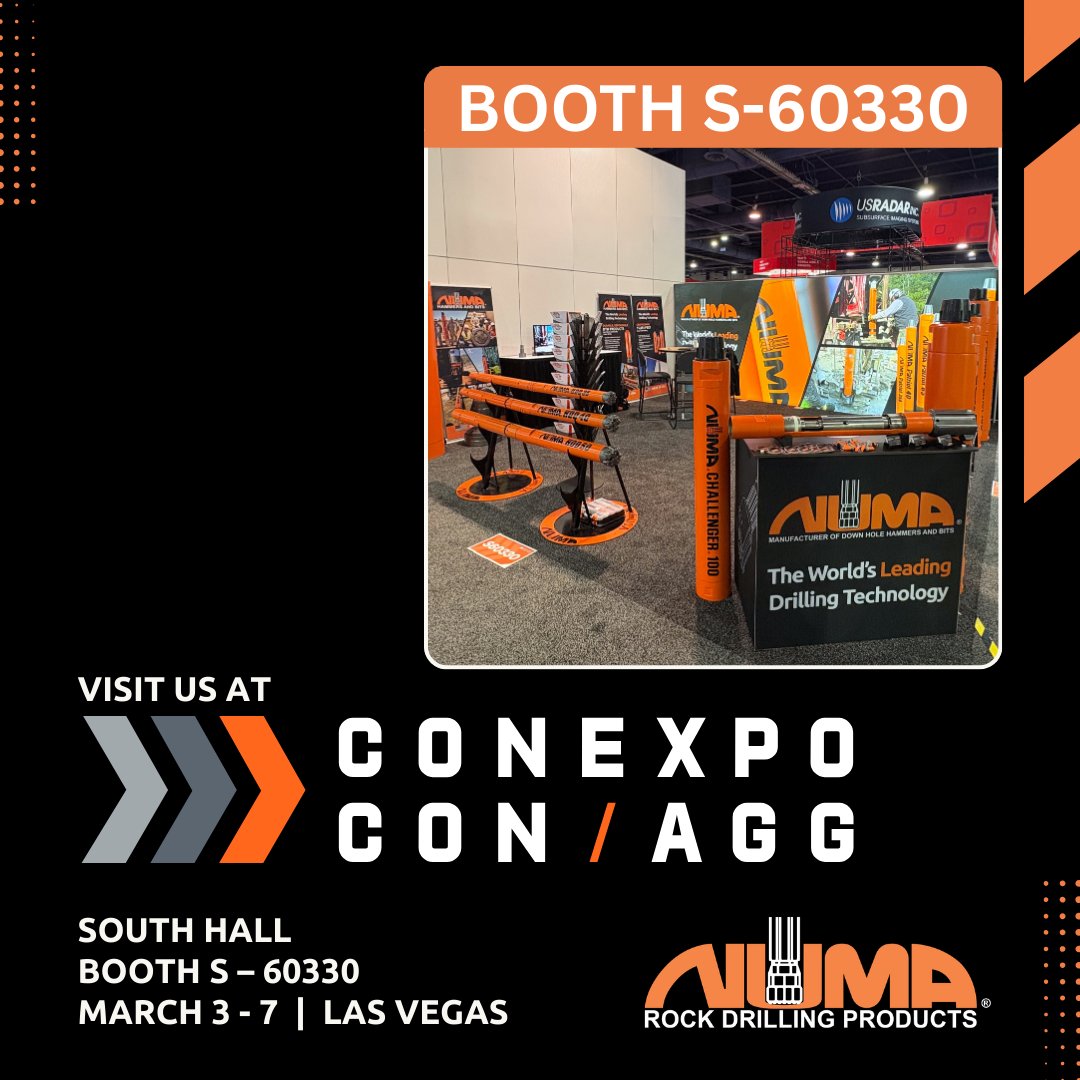Numa_Hammers's tweet photo. CONEXPO 2026! Visit Numa at S-60330 to experience industry leading hammers, bits, overburden systems, ring bits, HDD systems, and expertise. #CONEXPOCONAGG  #construction #drilling #rockdrilling #NumaRocksOn  #utilitydrilling #HorizontalDirectionalDrilling #foundationdrilling https://t.co/ziyJ5AAu9Q