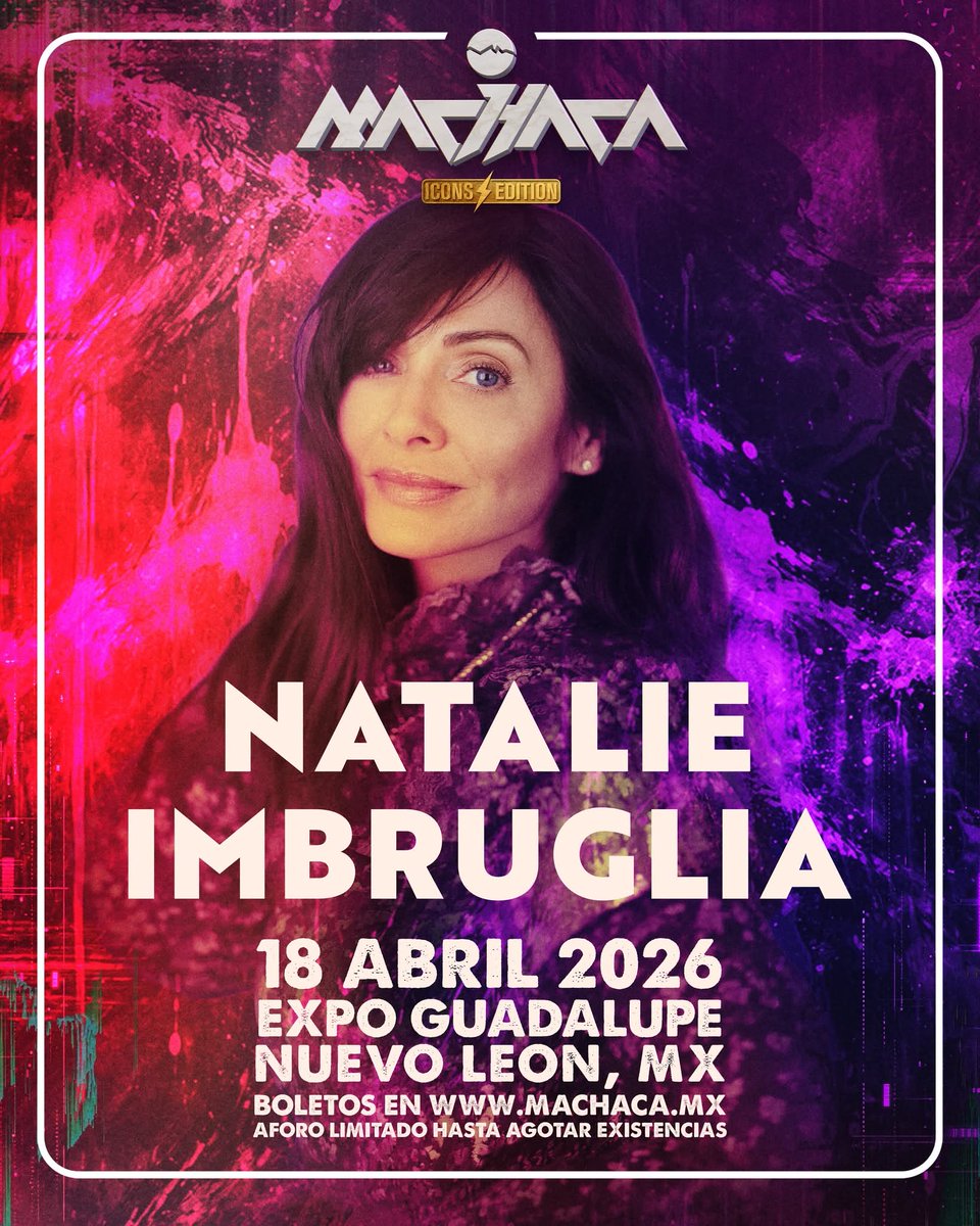 norestemusic's tweet photo. Natalie Imbruglia llega a Machaca  2026 ✨ FULL SHOW 💥

🎟 Boletos en https://t.co/Yb34tmJRdo
Saharis Pop Culture, Taquilla Expo Guadalupe o a domicilio por whatsapp al 811 516 6400

#natalieimbruglia 
#Machaca 
#NoresteEntertainment 
#NoresteMusic 
#NE 
#ExpoGuadalupe 
#repost https://t.co/z3YSQ06RwS