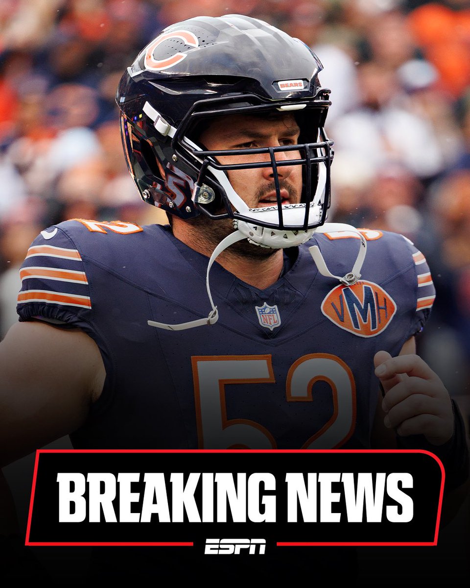 ESPN sources: Bears Pro Bowl center Drew Dalman has informed the team that he is retiring from the NFL at age 27. Dalman left Stanford in 2021, and after four seasons in Atlanta and one in Chicago, he has made the sudden and surprising decision to retire.
