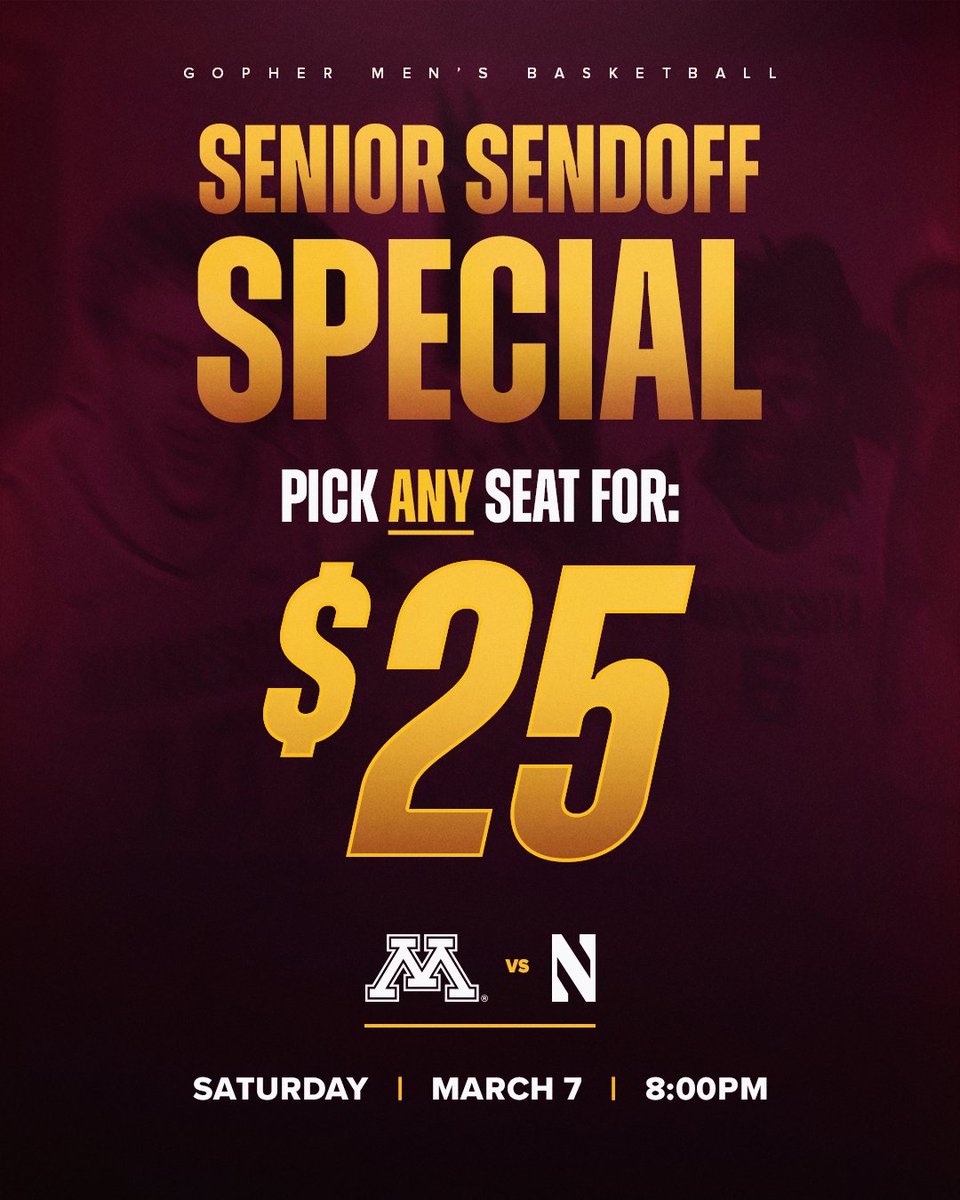 GopherMBB's tweet photo. Pick your seat. Any seat. Just $25  🎓🏀

Let's pack the Barn for the final game!
  🎟️ : https://t.co/u2aFgm8fEL 

#TeamTogether https://t.co/K5mzV0IHJt