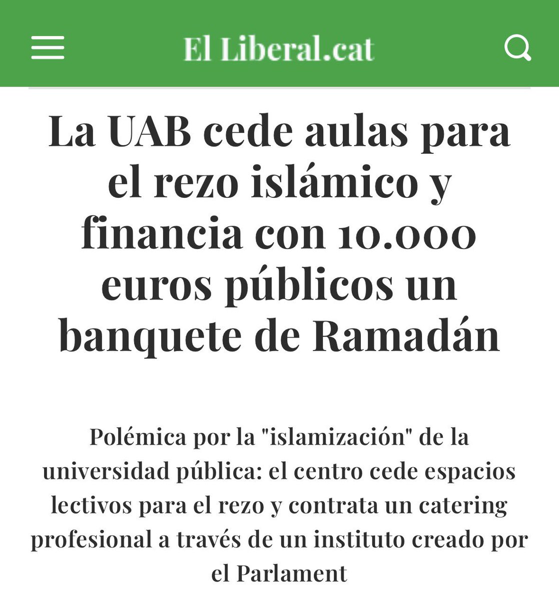 Gastan en Ramadán mientras estudiantes españoles no pueden pagarse la matrícula.

Los estudiantes catalanes LES DAN IGUAL.

Si quieren islam, que se vuelvan a su país. Nuestros políticos incluidos.