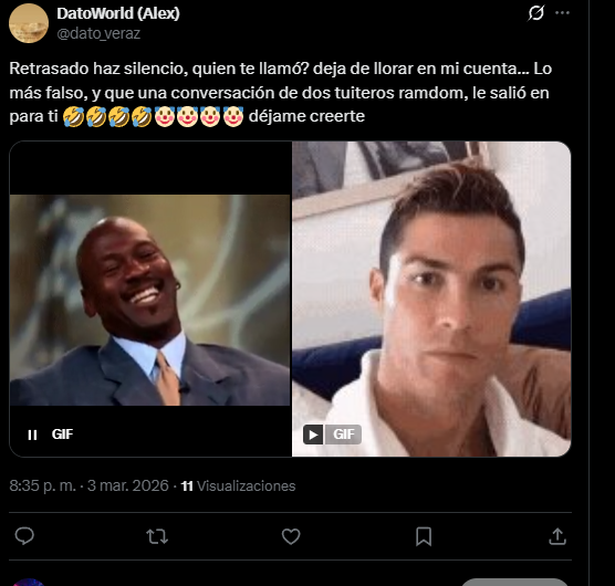 El insulto es el último refugio de quien no sabe qué Decir.
Asi de debiles es la gente de TWFUTBOL, por cierto me he quedado sin saber quien le toca CHILE en el el mundial de Futbol. POR LO QUE SEA
El insulto es el último refugio de quien no sabe qué Decir